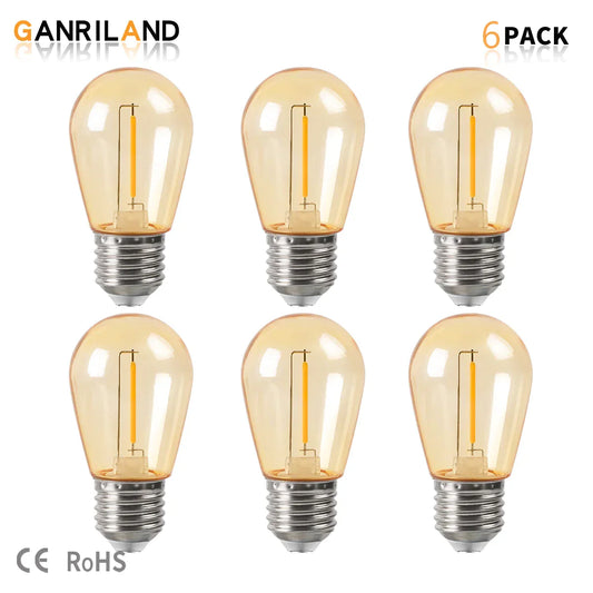 DecorBites™ Amber Plastic Bulbs: Waterproof 2700K LED E27 String Light for Patio Outdoor Decor