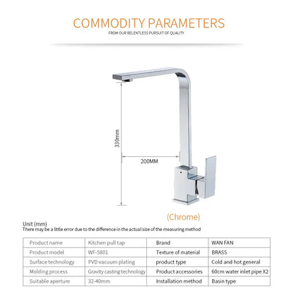 DecorBites™ Brass Kitchen Sink Faucet 360 Swivel Mixer in Black - Single Handle