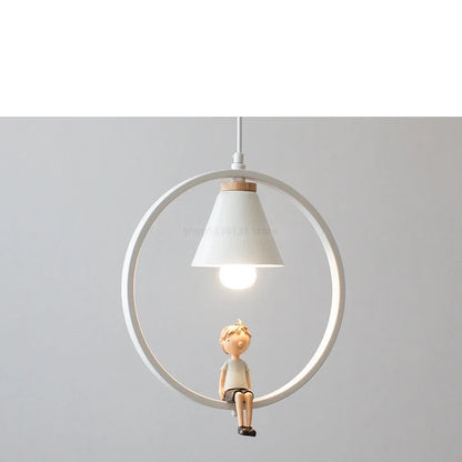 DecorBites™ Iron Ring Pendant Lights Children Bedroom Hanging Lamps LED Bird Fixtures
