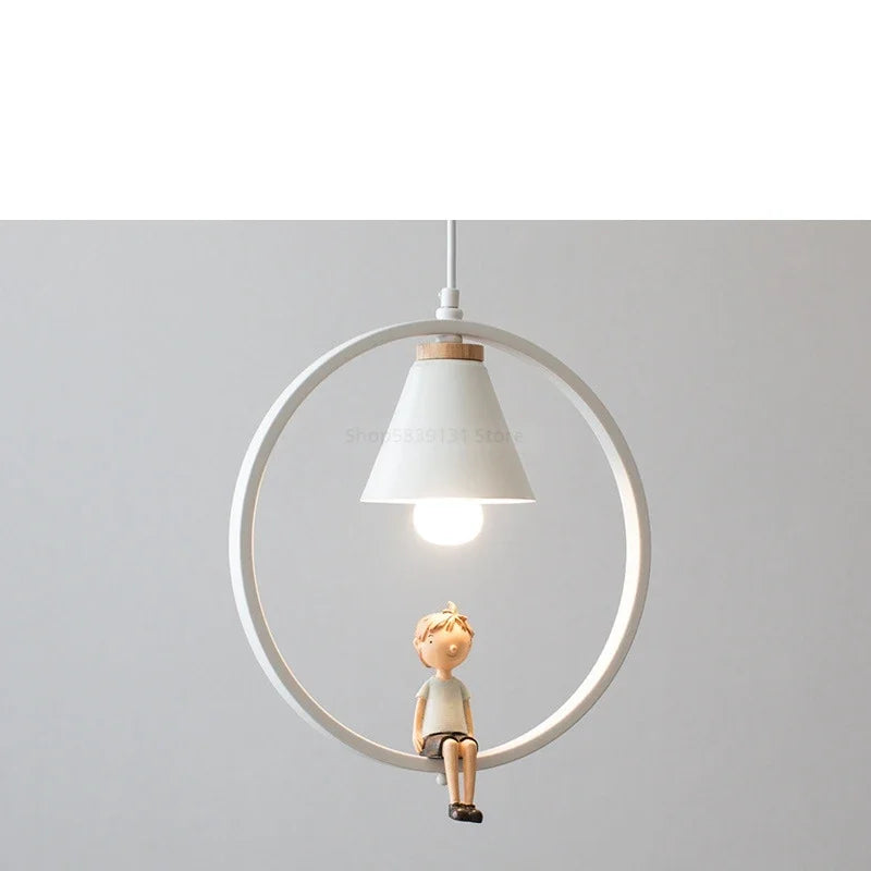 DecorBites™ Iron Ring Pendant Lights Nordic Modern Child Bedroom Hanging Lamps Led Bird Light E27
