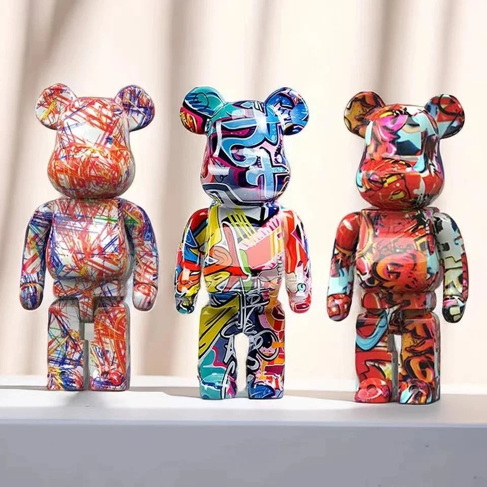 Figura DecorBites™ Oso Graffiti de 27 cm | Estatua y hucha decorativas modernas para el hogar