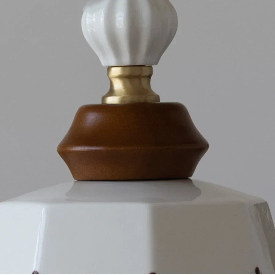 DecorBites™ Brown Wood Ceramic Tassel LED Pendant Lights for Modern Interior Lighting