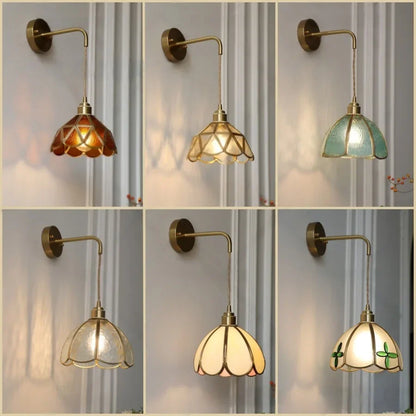 DecorBites™ مصباح حائط LED زجاجي كهرماني حديث لغرفة النوم ومصباح قراءة