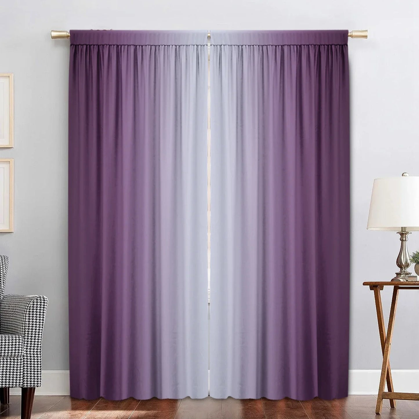 Decobites Purple Background Rod Pocket Curtains for Kitchen, Living Room, Balcony