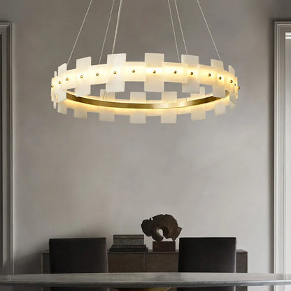 DecorBites™ LED Marble Chandelier: Modern Lighting for Living Room, Bedroom, or Restaurant.