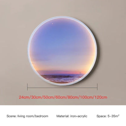 DecorBites™ Circular Ring Sky Blue White Cloud Wall Lamp for Living Room Baby Bedroom