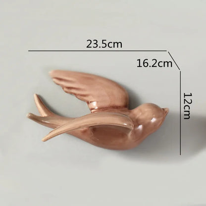 DecorBites™ Flying Bird Ceramic Wall Ornament Simulation Room Decoration Indoor Accent