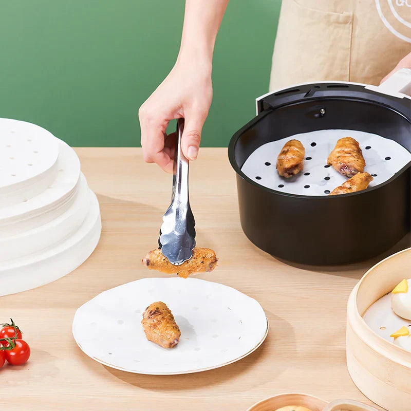 أوراق تزيين مقلاة الهواء بالبخار من ديكوربايتس™ - 100 قطعة من أدوات الخبز غير اللاصقة الماصة للزيت