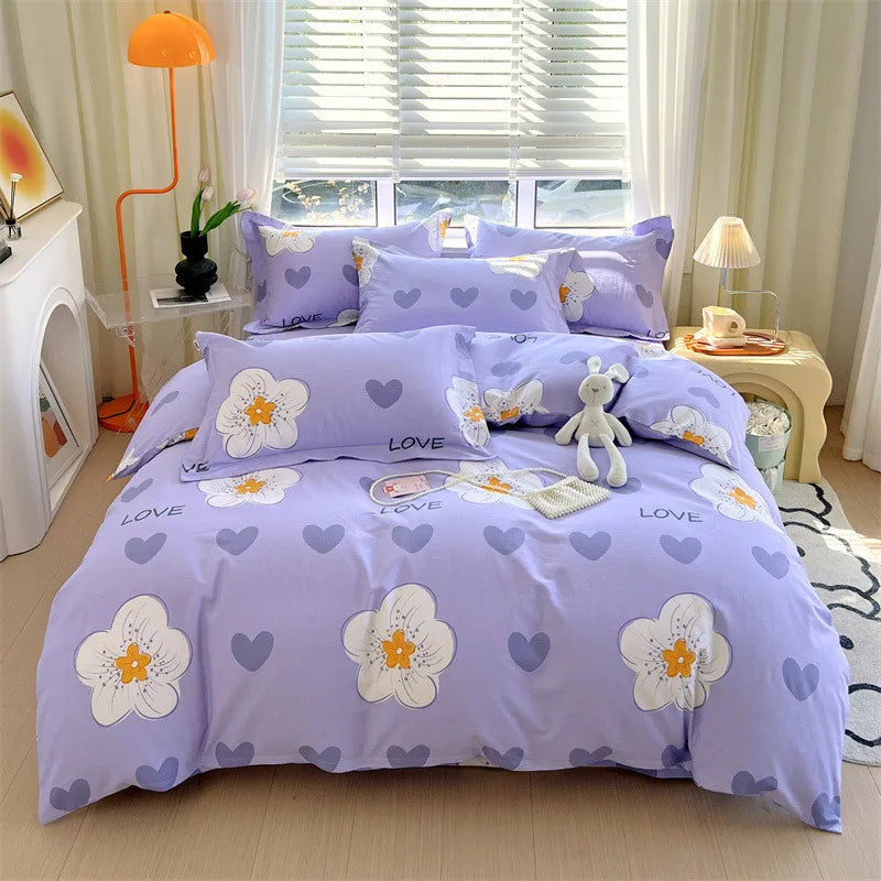 طقم غطاء لحاف مخطط من القطن من DecorBites™ لسرير مفرد مزدوج - خريف وشتاء