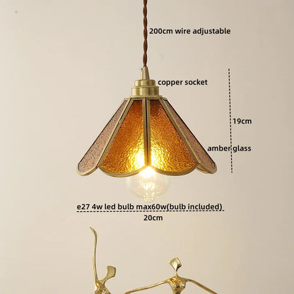 DecorBites™ Glass Copper LED Hanging Light: Nordic Pendant Lamp, Living Room Bedroom Coffee Knob Switch