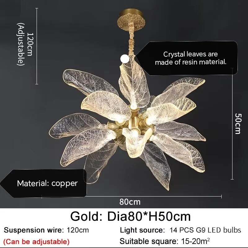 DecorBites™ Elegant Copper Chandelier Light for Kitchen Dining Living Room - Modern Luxury Crystal Lamp