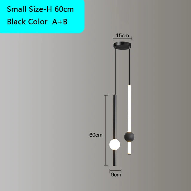 DecorBites™ Black Gold Ceiling Pendant for Bedside Bedroom LED Modern Hanging Light