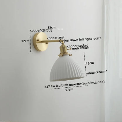 DecorBites™ Ceramic LED Wall Light with Pull Chain Switch for Bedroom Bathroom Living Room