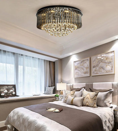 DecorBites™ Crystal Ceiling Lamp: Modern Luxury Lighting for Living Room, Bedroom & Home