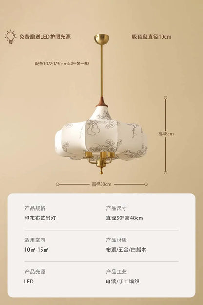 Lámparas colgantes DecorBites™ Gold Lustre Medieval Fabric con LED E27 para decoración del hogar