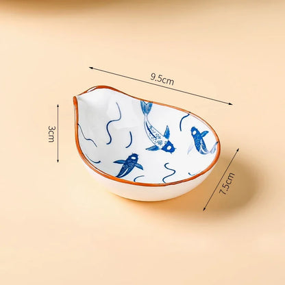 DecorBites™ Japanese Style Ceramic Sauce Plate Snack Dish Porcelain Tableware