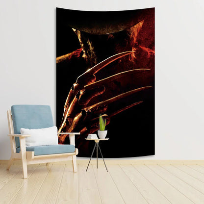 DecorBites™ Horror Movie Freddy Krueger Wall Tapestry: Scary Halloween Room Decoration