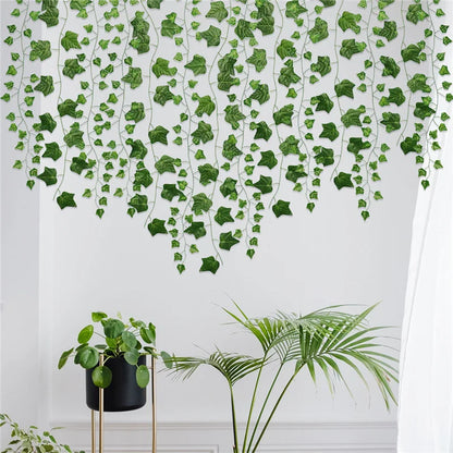 Guirnalda de hojas artificiales de hiedra verde DecorBites™, plantas artificiales para decoración de pared