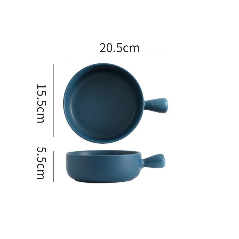DecorBites™ Ceramic Single Handle Salad Bowl, Microwave Safe for Breakfast, Dessert, Soup