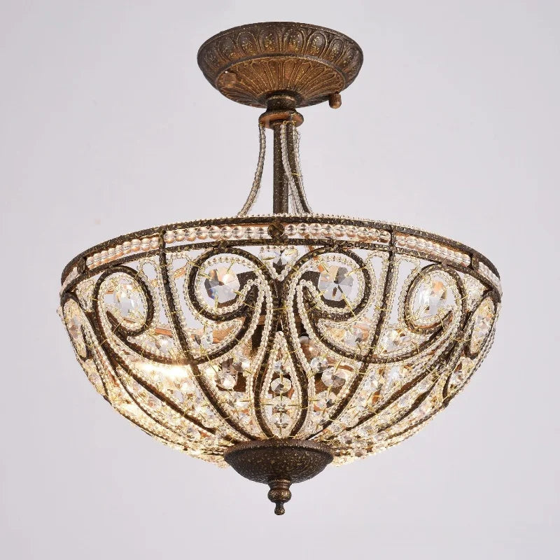 Lámpara de araña semi-araña de cristal de lujo DecorBites™ para dormitorio, restaurante o pasillo - Estilo retro europeo