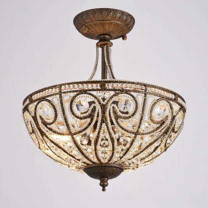 Lámpara de araña semi-araña de cristal de lujo DecorBites™ para dormitorio, restaurante o pasillo - Estilo retro europeo