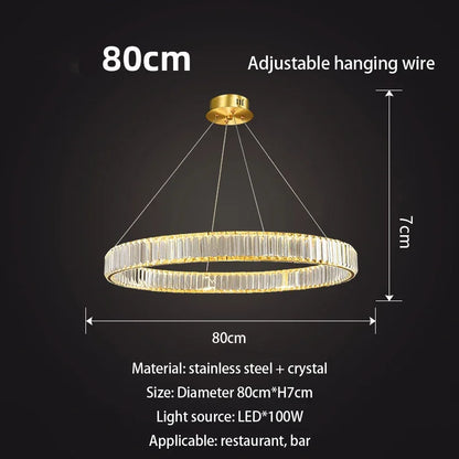 DecorBites™ Gold Crystal Chandelier: Modern Luxury Round Square Pendant Light for Living Room