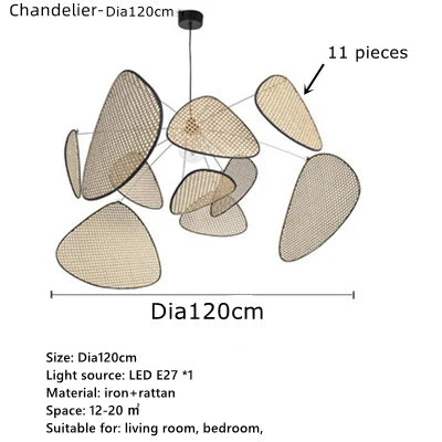 DecorBites™ Hand Made Rattan Art Pendant Chandelier for Modern Living Room, Dining Room, Bedroom.