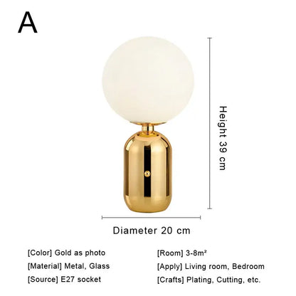DecorBites™ Glass Desk Lamp: Sleek Nordic Design, Ideal for Bedroom, Living Room, e27