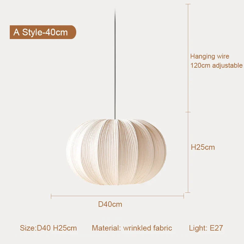 DecorBites™ Japanese Wabi-Sabi Pleated Fabric Pendant Lights for Dining Room & Bedroom