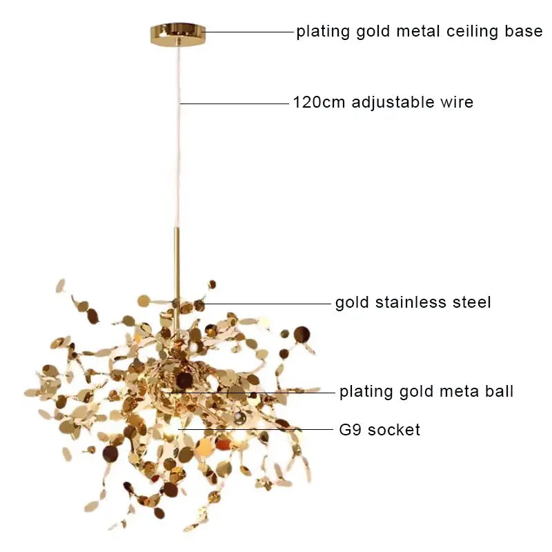 DecorBites™ Gold LED Ceiling Pendant Light Fixture for Home Decoration and Modern Living