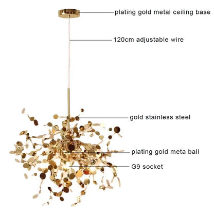 DecorBites™ Gold LED Ceiling Pendant Light Fixture for Home Decoration and Modern Living