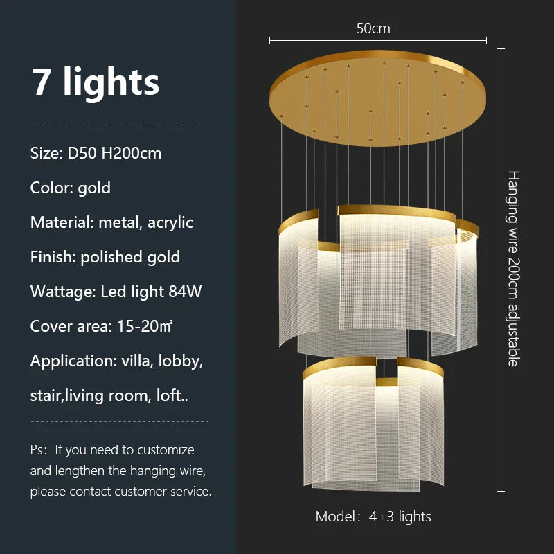 DecorBites™ Acrylic LED Chandelier: Modern Light Luxury Dimmable Pendant for Living Room-Elegant Lighting Fixtures