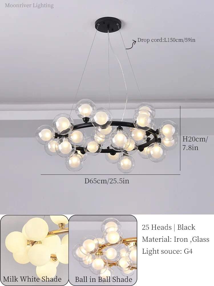 Lámpara colgante moderna DecorBites™ con bola de cristal y luz LED para decoración del hogar