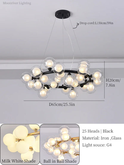 Lámpara colgante moderna DecorBites™ con bola de cristal y luz LED para decoración del hogar