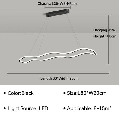 DecorBites™ LED Pendant Light: Modern Aluminum Line Shapes Chandelier