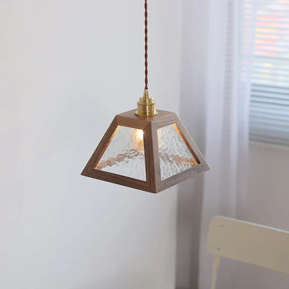 DecorBites™ LED Glass & Wood Pendant Light for Aisle, Coffee Living Room - Japanese Style