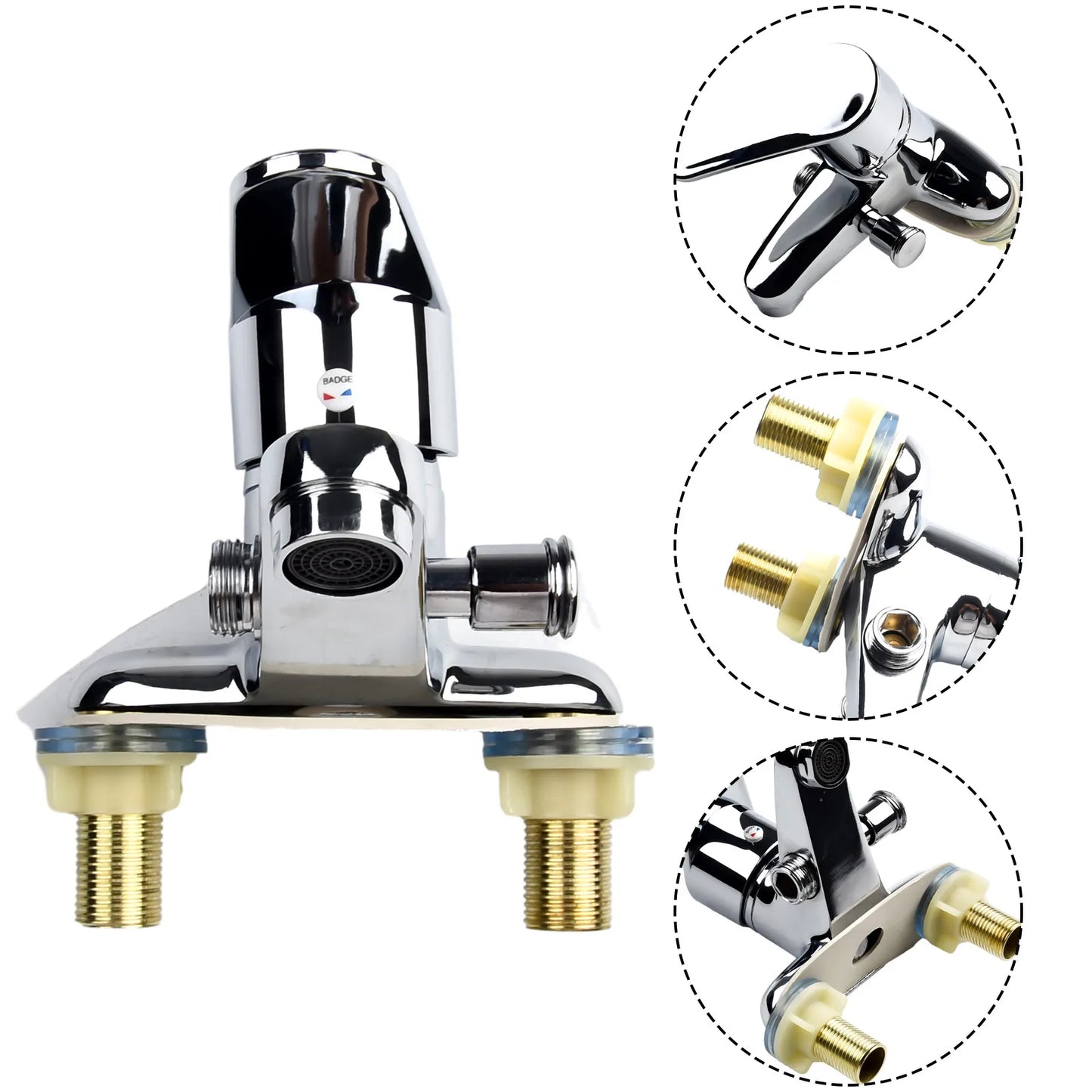 Bathroom Faucet Double-Hole Basin Hot And Cold Basin Tap Mixer Faucet 2 Ways With Copper Ceramic Spool Sink Mixer Tap