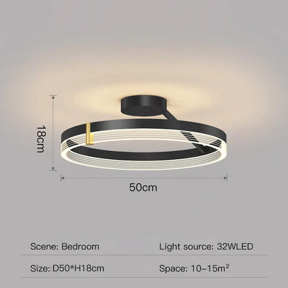 ثريا ديكوربايتس™ الدائرية باللون الأسود الذهبي: مصباح سقف بتصميم عصري لديكور المنزل