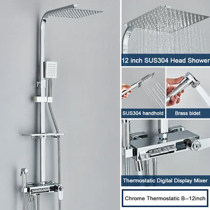 DecorBites™ Digital Display Shower System with Thermostatic Control and Tub Spout