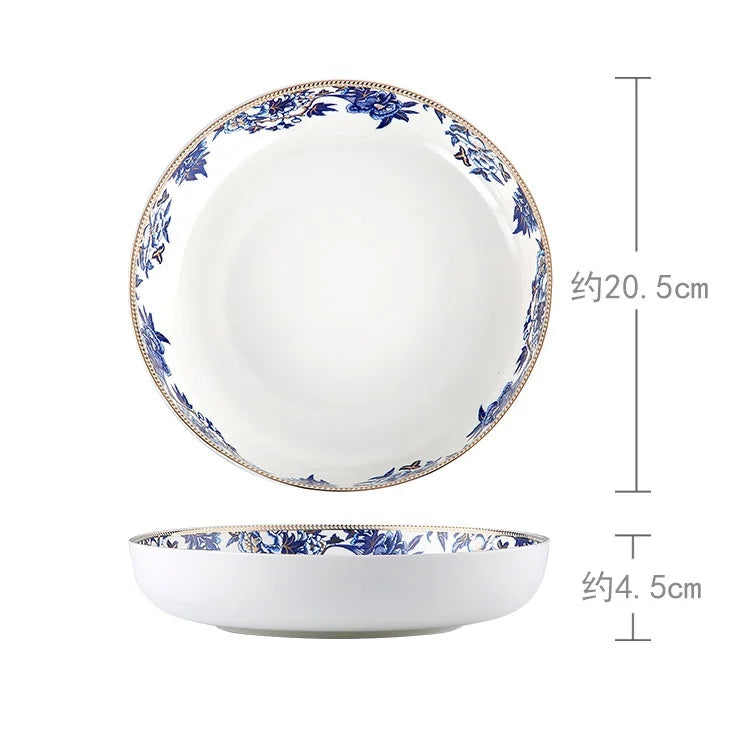 DecorBites™ Blue Lotus Dinnerware & Tea Set