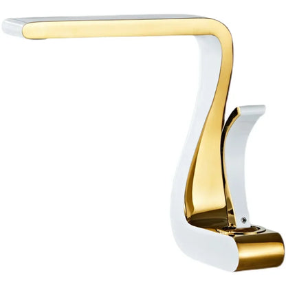 Luxury White Gold Bathroom Mixer Tap Brass Wash Basin Faucet Hot and Cold Water Sink Retro Faucet  Single Hole Faucet Bathroom