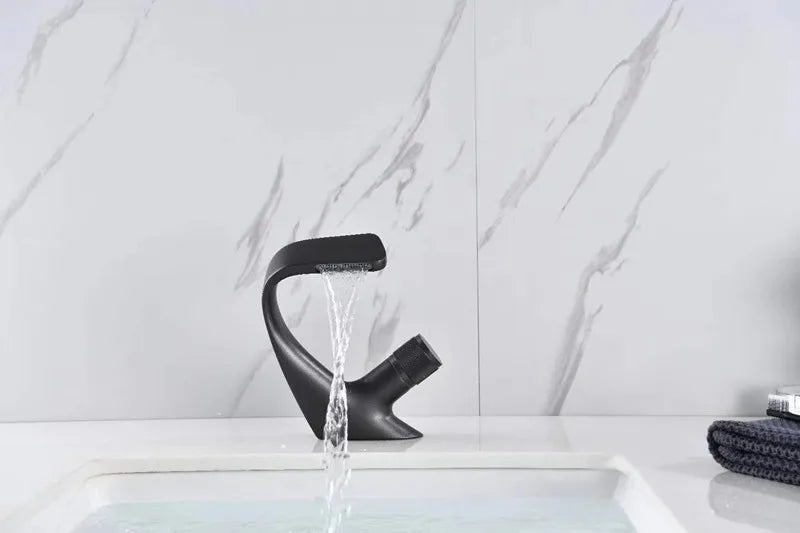 DecorBites™ Gray Basin Faucet | Brass Chrome Mixer Tap | Single Handle Sink Faucet