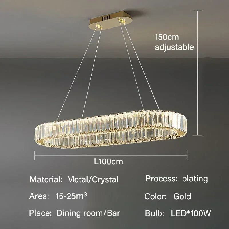 DecorBites™ Crystal Pendant Chandelier Modern LED Ceiling Light Fixture