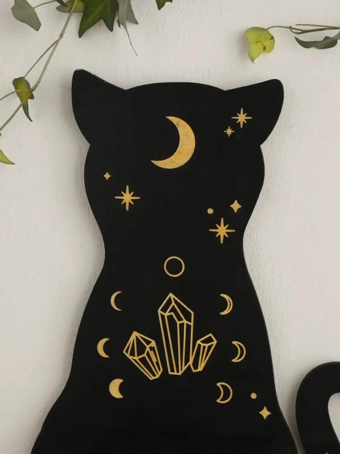 DecorBites™ Moon Phase Black Cat Wooden Shelf