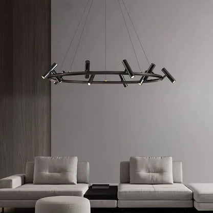 DecorBites™ Black LED Spot Chandelier: Modern Minimalist Rotatable Hanging Lamp for Home Decor