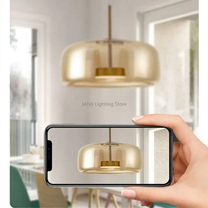 ثريا زجاجية كهرمانية من DecorBites™ لغرفة المعيشة وغرفة النوم والمطبخ والبار