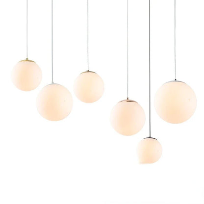 Nordic White Glass Globe Pendant Light With Iron Finish