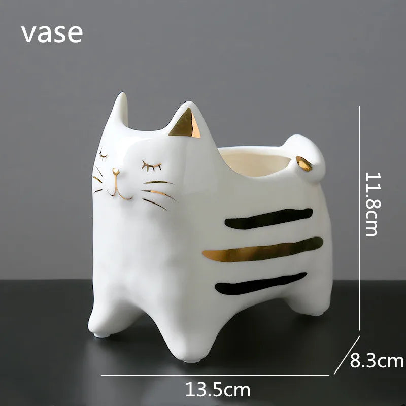 DecorBites™ Cat Vase Porcelain Kitten Ornaments Flowerpot Handicrafts Home Decoration