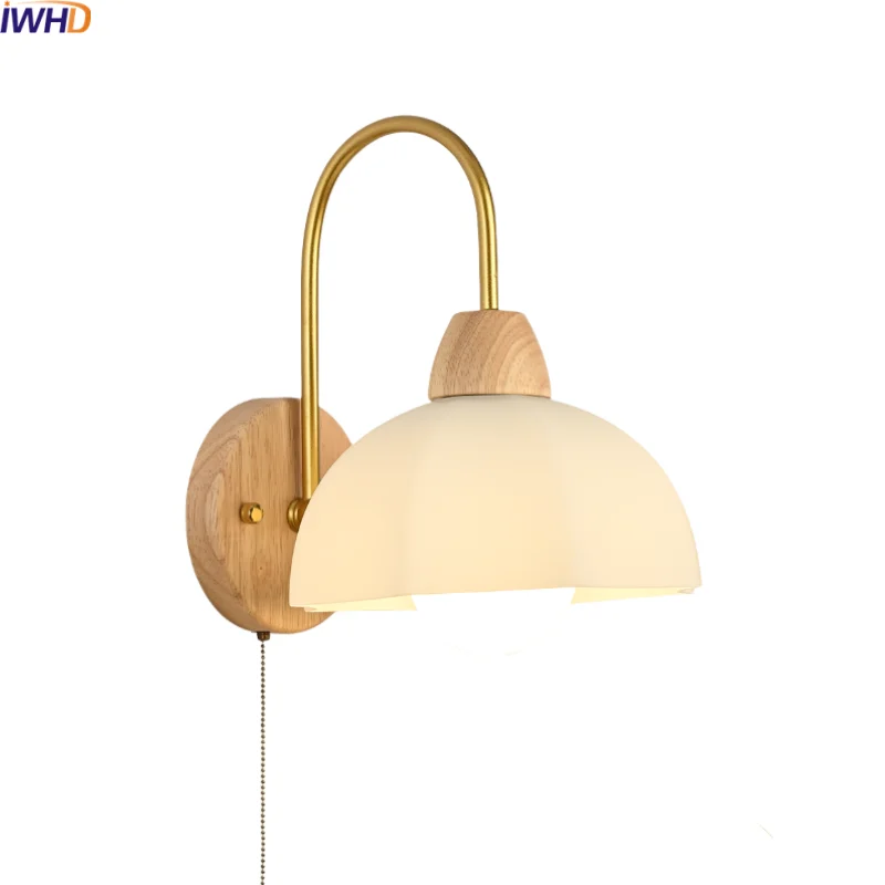 Decorbites™ Glas Holz LED Wandlampen Dekoration für Schlafzimmer Wohnzimmer Couch Spiegel Nachttischlampe