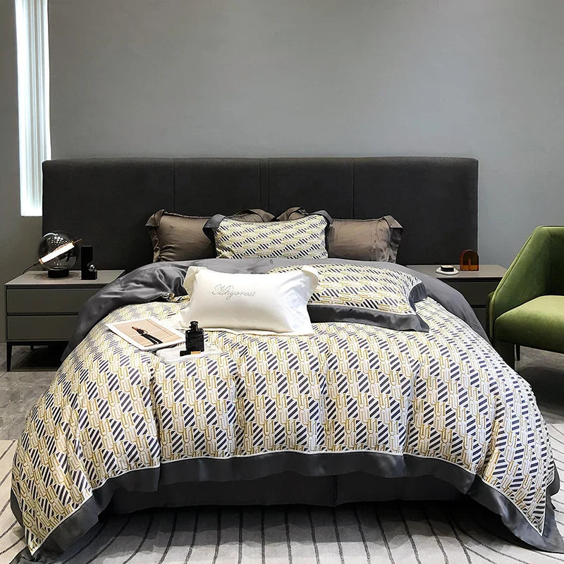 DecorBites™ Eucalyptus Lyocell Flowers Duvet Set with Sheet & Pillowcases